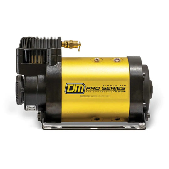 Yellow and black air compressor with 'TM Pro Series' branding on a white background