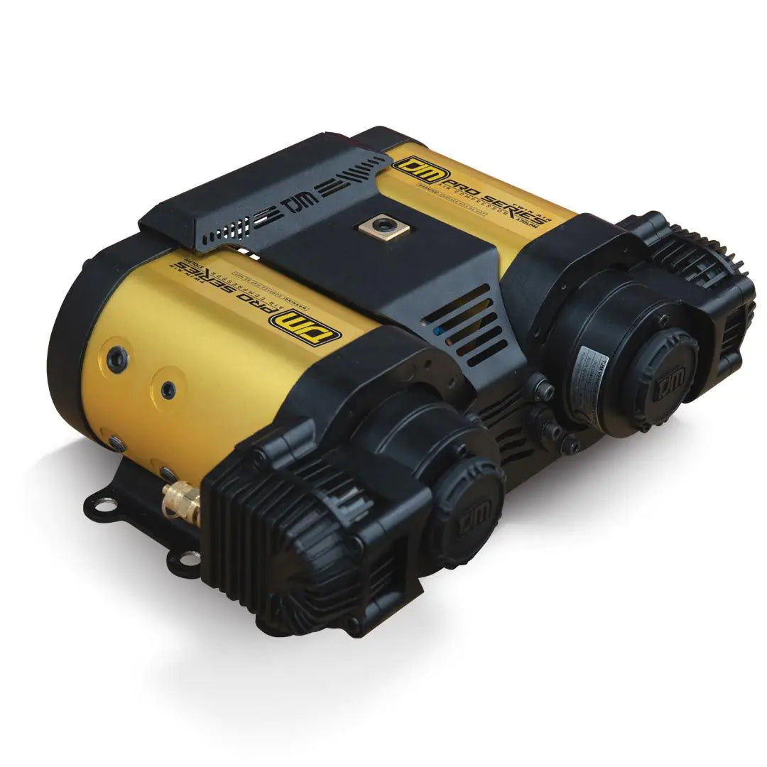 Black and yellow compressor on a white background